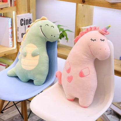 Plush pillows for animals, dinosaurs, unicorns and hedgehogs