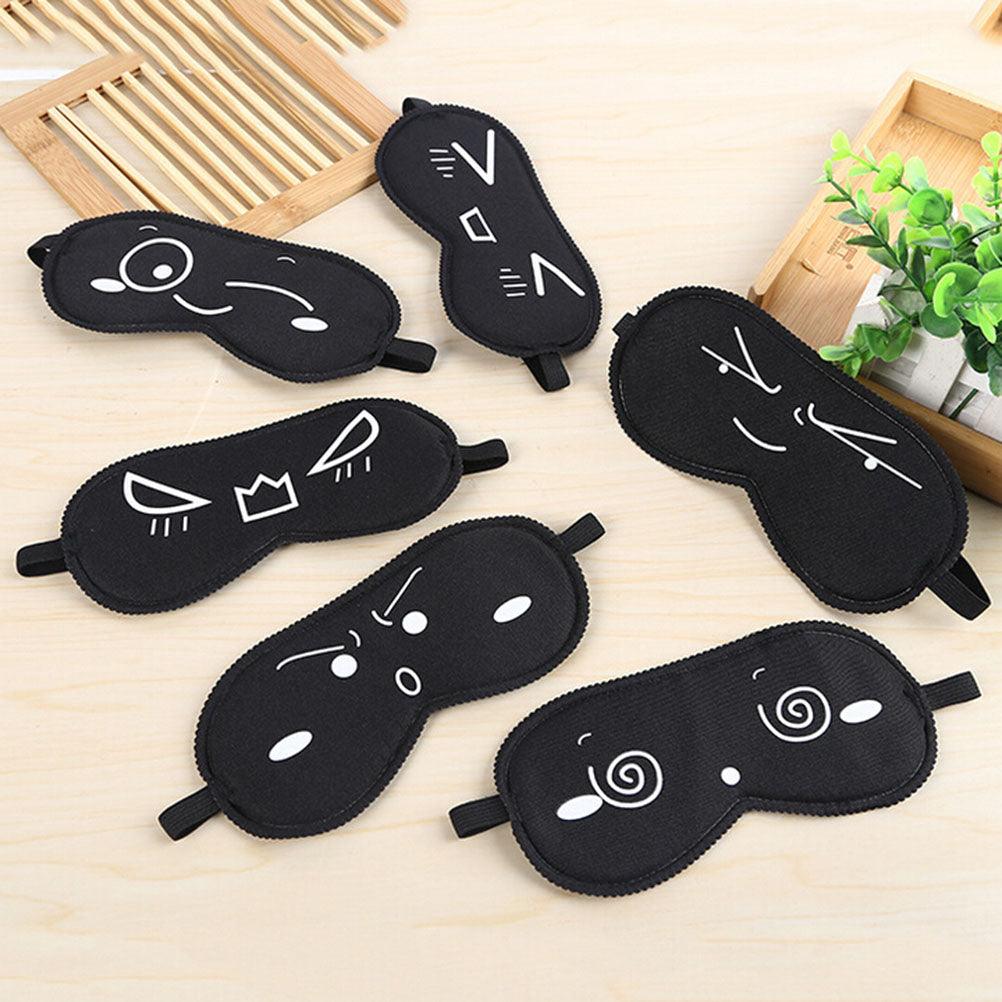 Black Sleep Mask with Cartoon Eyes