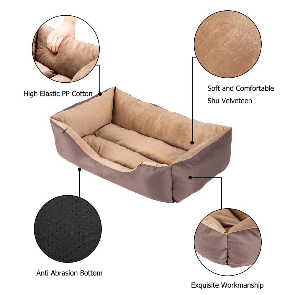 28" Grande Taille Lit de Chien Matelas Coton Marron