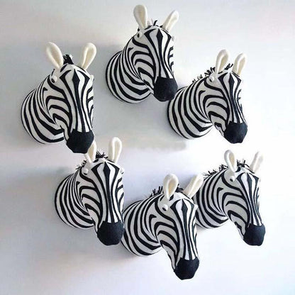 Zebra Giraffe Elephant Wall Mount Animal Padded Head Work of Art