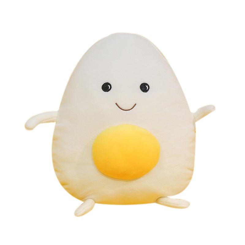 Plush pillow with egg and egg yolk