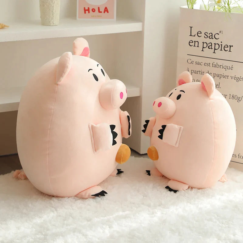 Piggy plush toy with big belly buttons