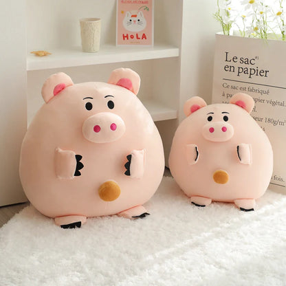 Piggy plush toy with big belly buttons