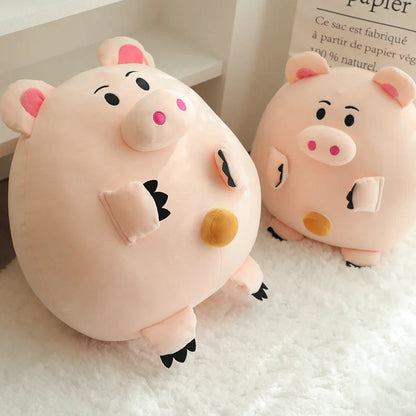 Piggy plush toy with big belly buttons