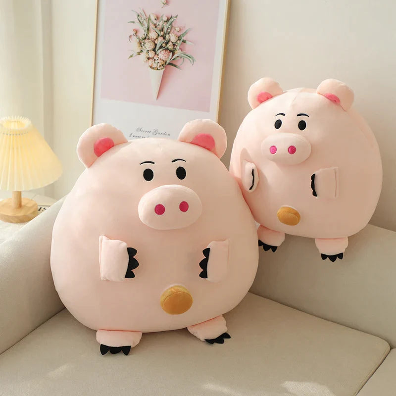 Piggy plush toy with big belly buttons