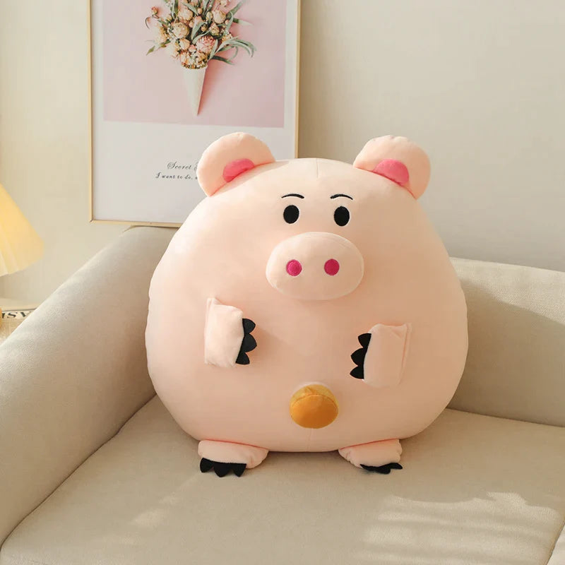 Piggy plush toy with big belly buttons