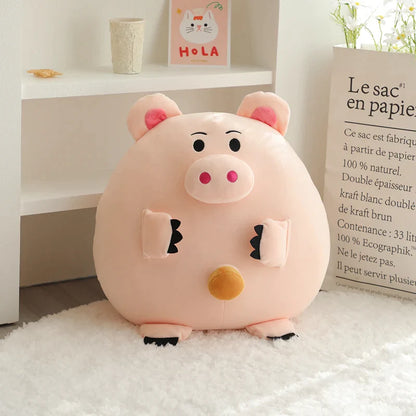 Piggy plush toy with big belly buttons