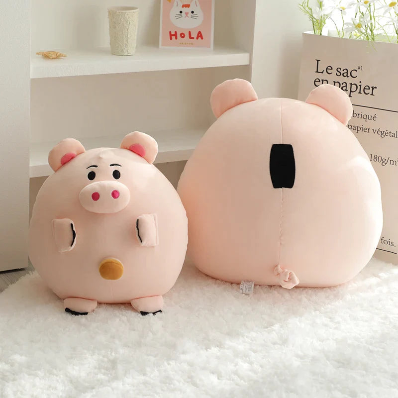 Piggy plush toy with big belly buttons