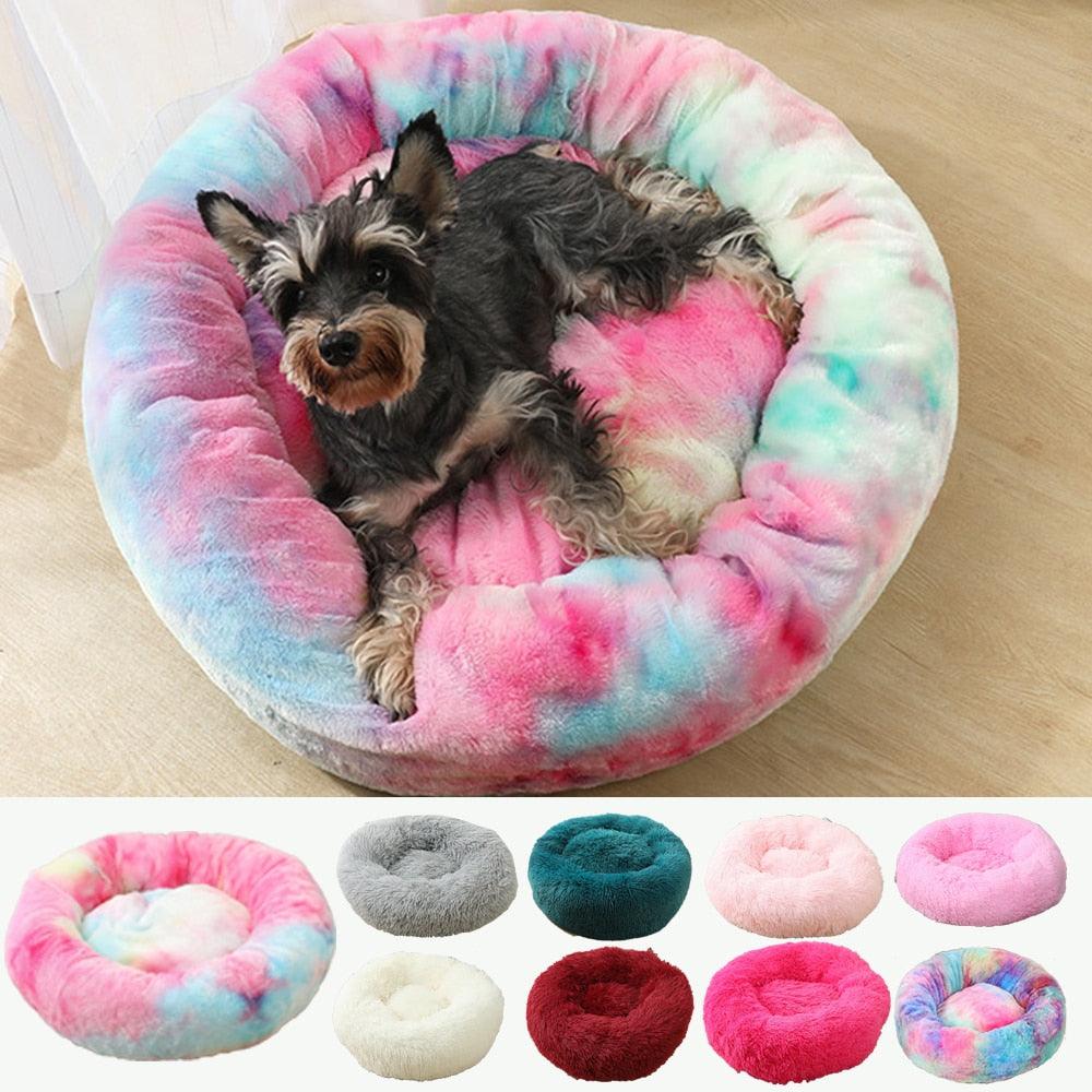 Lit rond en peluche pour chien, fond imperméable et super doux