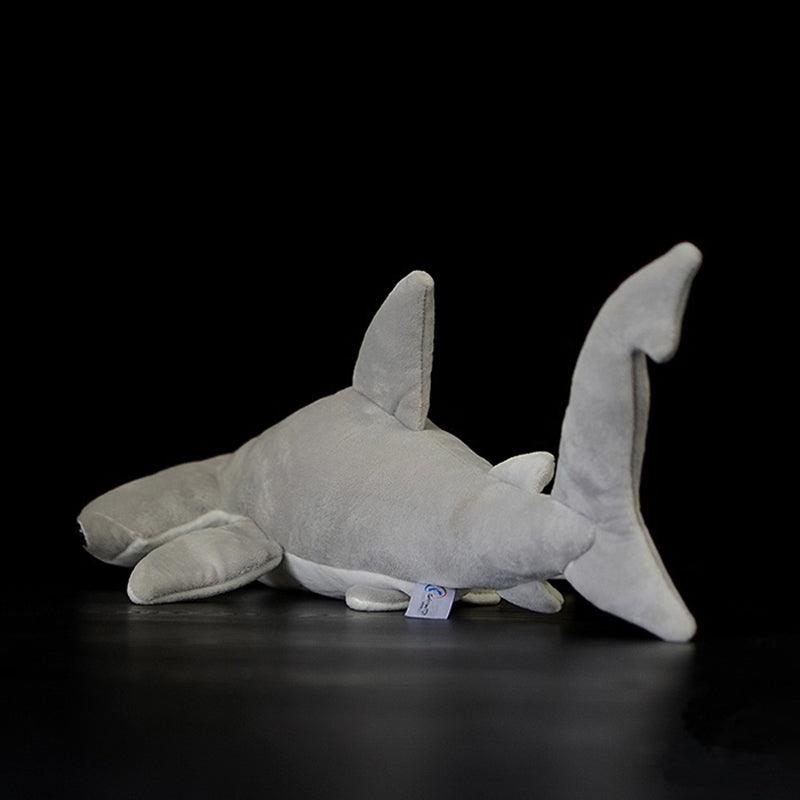 Realistic gray hammerhead shark plush toy