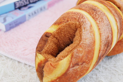 Plush baked bread slippers