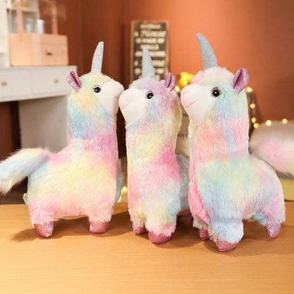 Kawaii Rainbow Unicorn Alpaca Plush Toy, Great Gift for Kids