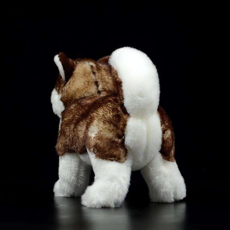 Peluche réaliste Husky marron