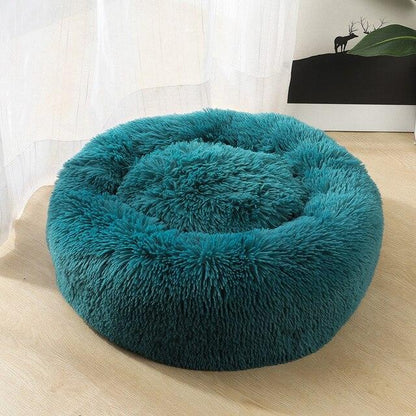 Round plush dog bed, waterproof and super soft bottom