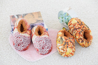 Plush baked bread slippers