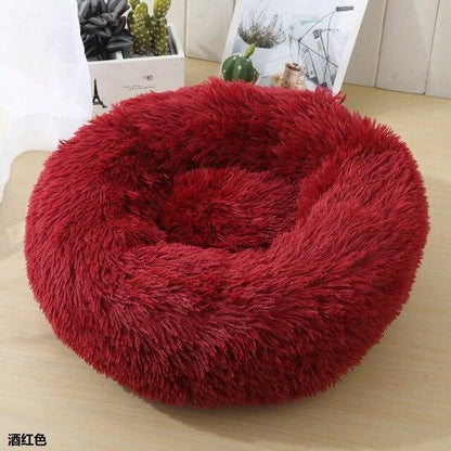 Round plush dog bed, waterproof and super soft bottom