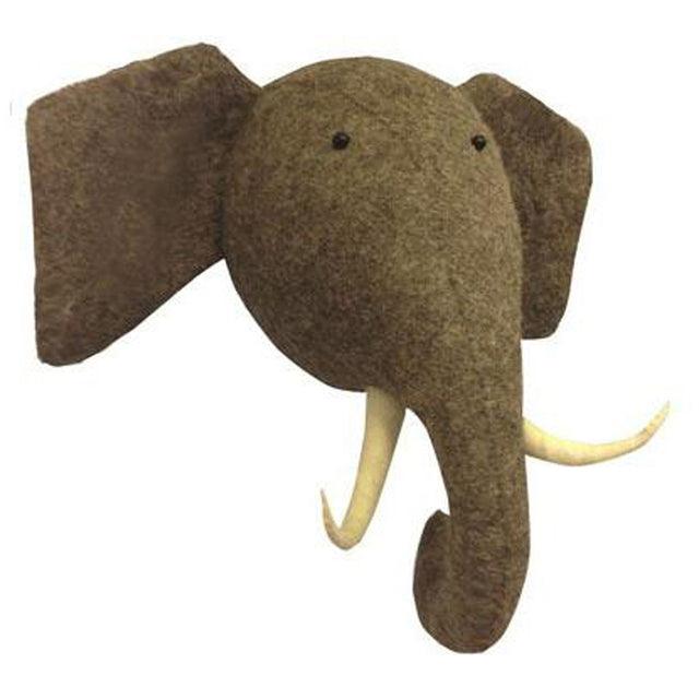 Peluche Eléphant Gris Animal Tête de Trophée Murale