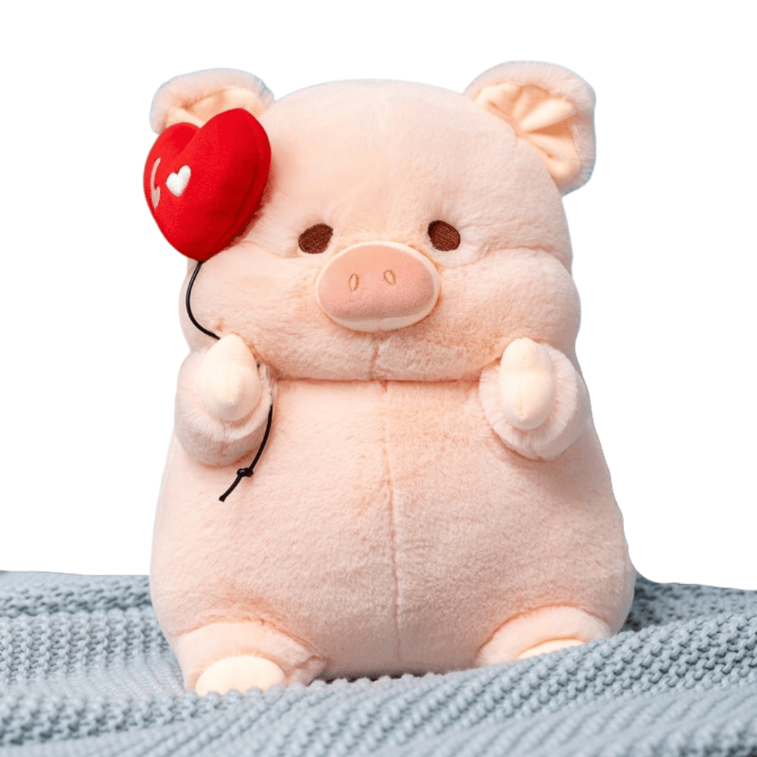 Peluche Cochon volant ballon de cœur