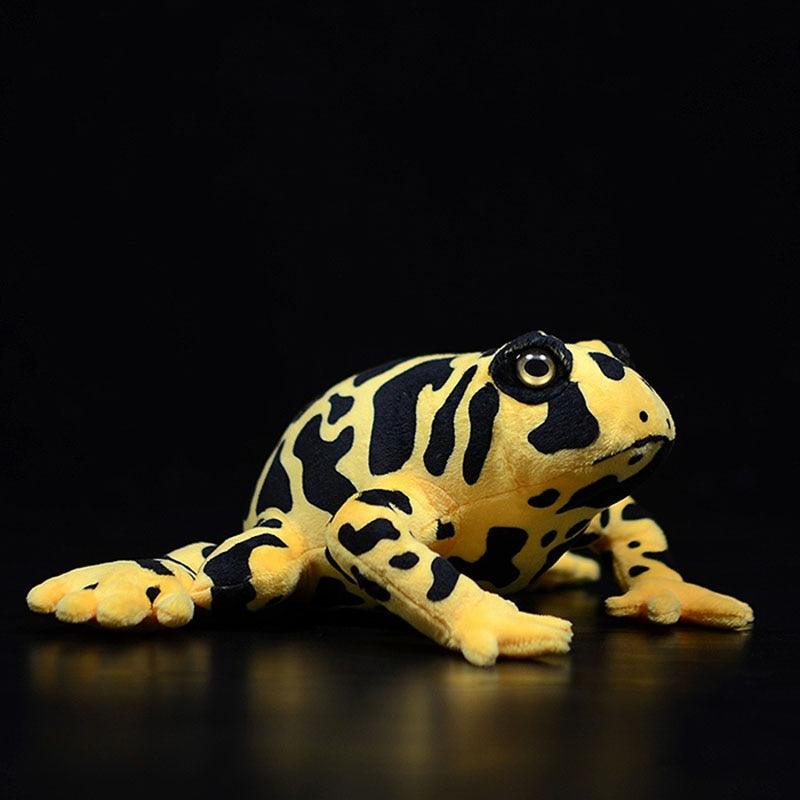 Peluche réaliste de grenouille empoisonnée jaune