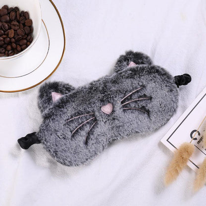 Masque pour les yeux du chat gris en peluche