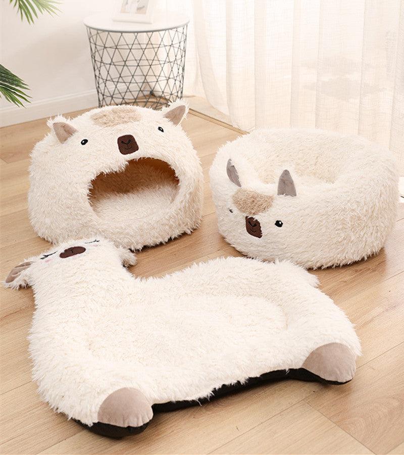 Lit pour chat en forme d'alpaga, peluche chaude, idéal pour les petits chiens