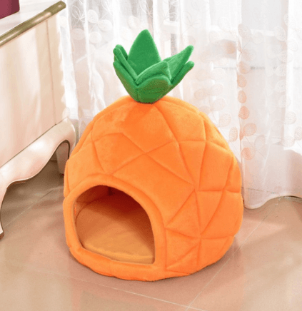 Lit pour chat en forme d'ananas orange