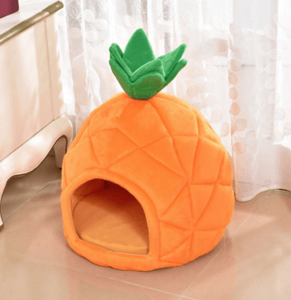 Lit pour chat en forme d'ananas orange