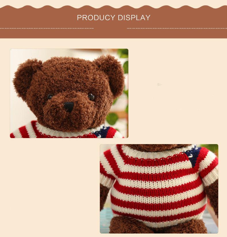 Teddy Bear with Crested Sweater in Cream and Brown