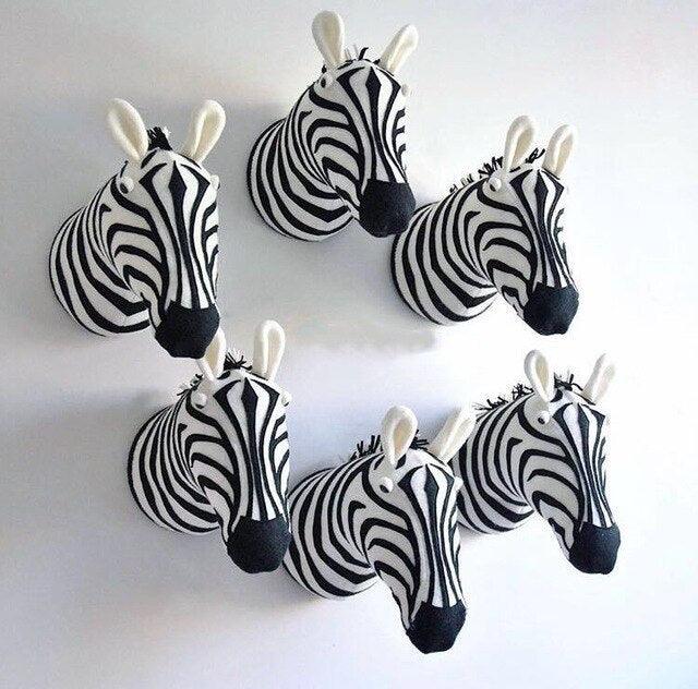 Zebra Giraffe Elephant Wall Mount Animal Padded Head Work of Art