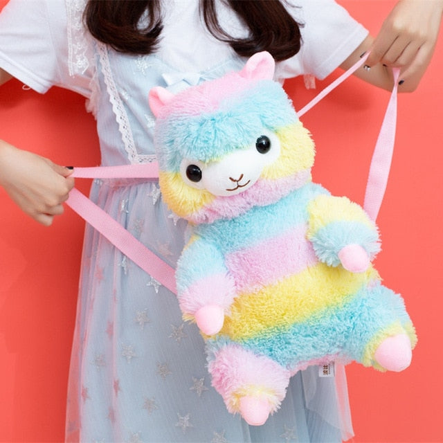 Rainbow Alpaca Plush Bag