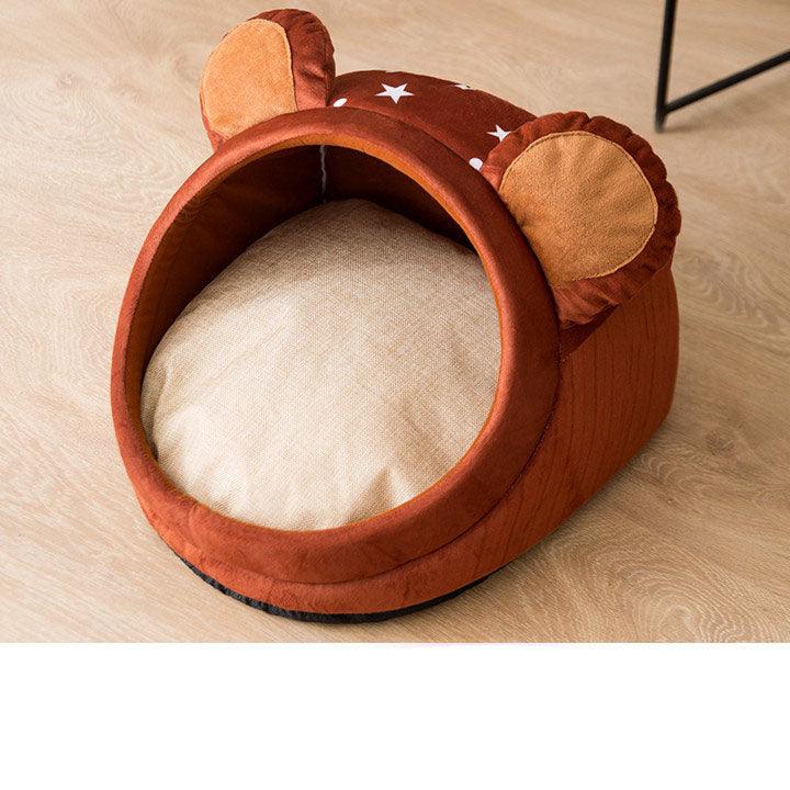 Adorable bourdon, semi fermé, lit en peluche épaissi pour chats et petits chiens