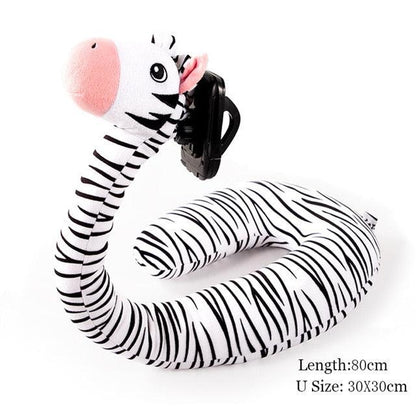 12" x 29.5" Creative 2 in 1 Plush U-Shaped Pillow with Different Animal Shapes and Lazy Phone Holder