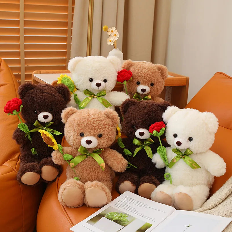 Ours en peluche amoureux des fleurs