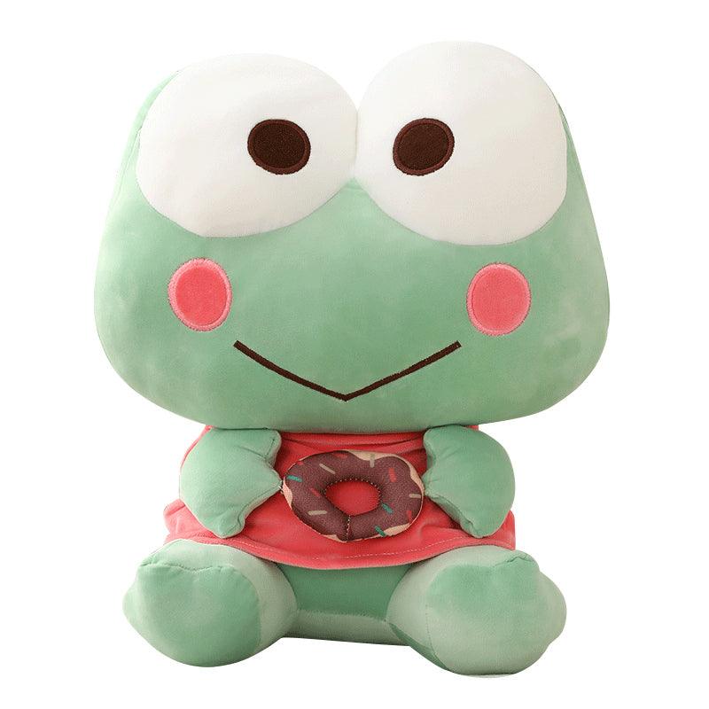 Oreiller en peluche grenouille avec donuts