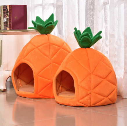Lit pour chat en forme d'ananas orange
