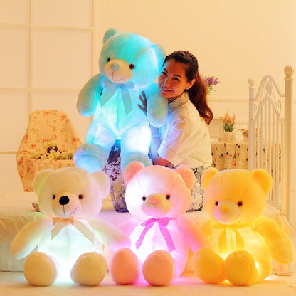LED Luminous Teddy Bear Stuffed Animals Colorful Luminous Cushion Christmas Gift for Kids