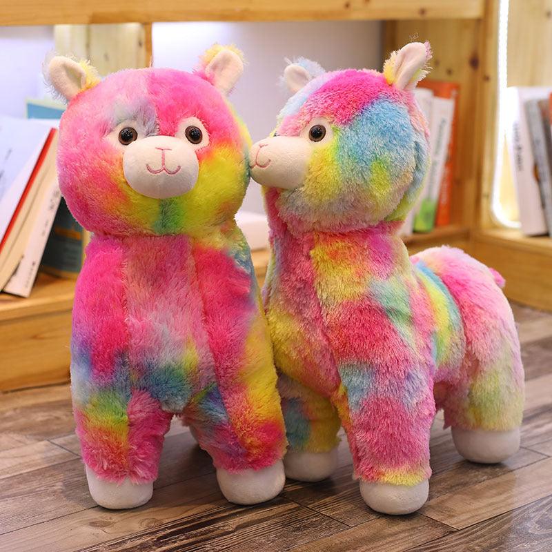 Peluche en alpaga arc-en-ciel