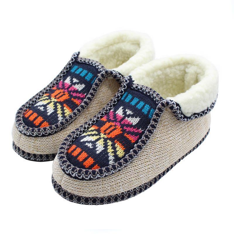 Aztec Knitted Plush Slippers