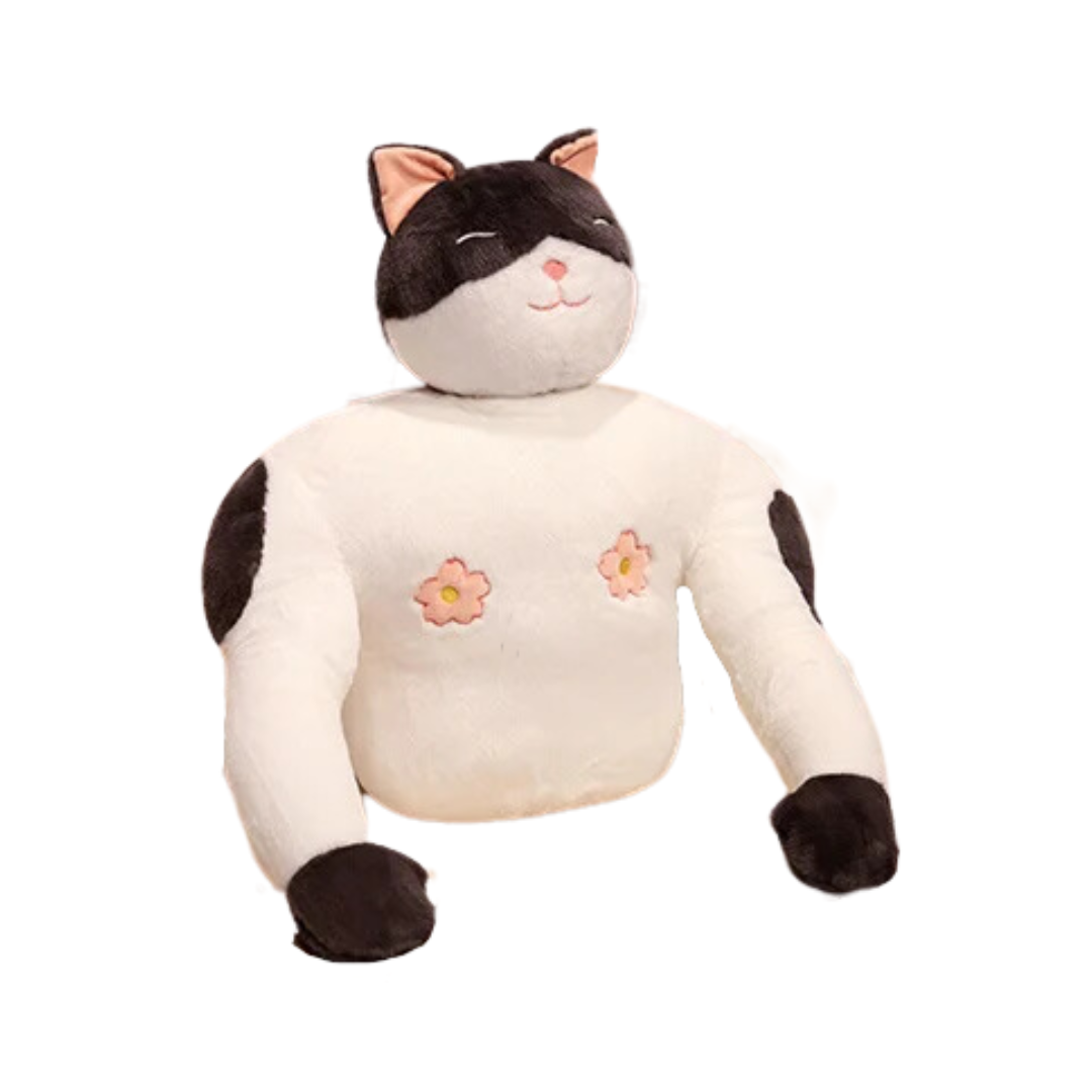 Oreiller en peluche drôle de chat musclé