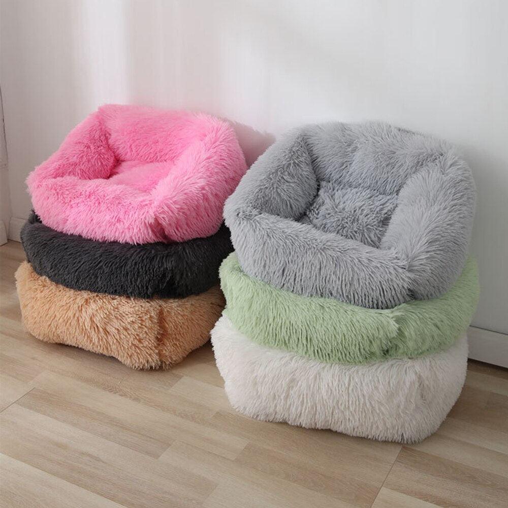 Square Dog and Cat Bed for Medium-Sized Pets, Super Soft, Warm, Fuzzy and Comfortable