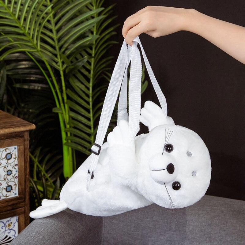 Sac à dos en peluche pour phoque blanc Kawaii