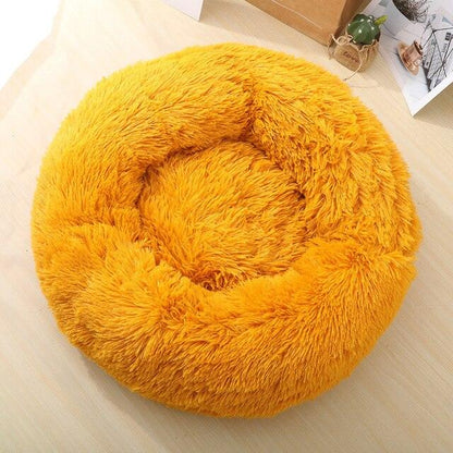 Round plush dog bed, waterproof and super soft bottom