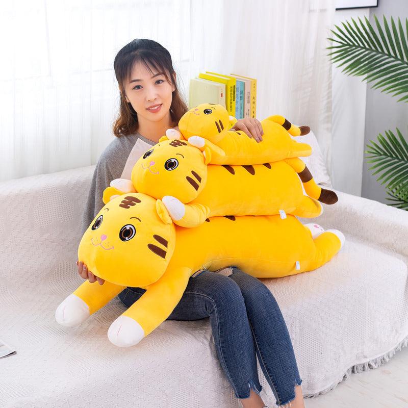 Jouet en peluche tigre géant couché long oreiller