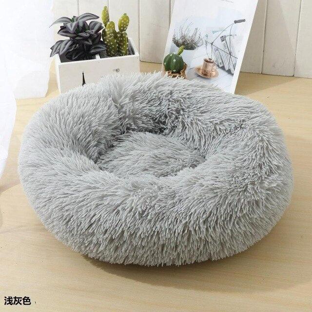 Round plush dog bed, waterproof and super soft bottom