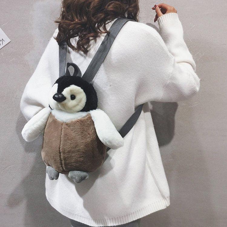 Sac à dos en peluche pour bébé pingouin