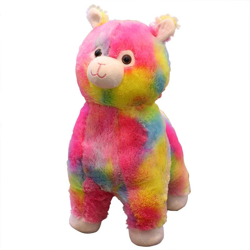 Peluche en alpaga arc-en-ciel