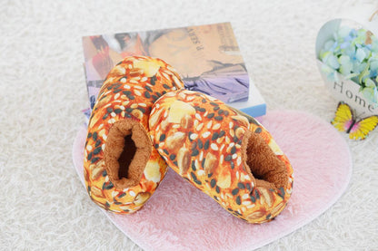 Plush baked bread slippers