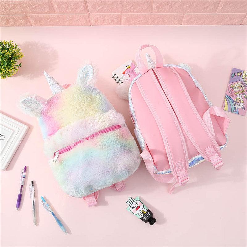 Kawaii Unicorn Sequin Plush Backpack