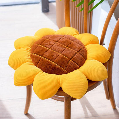 Magnifique coussin de siège en peluche en forme de tournesol