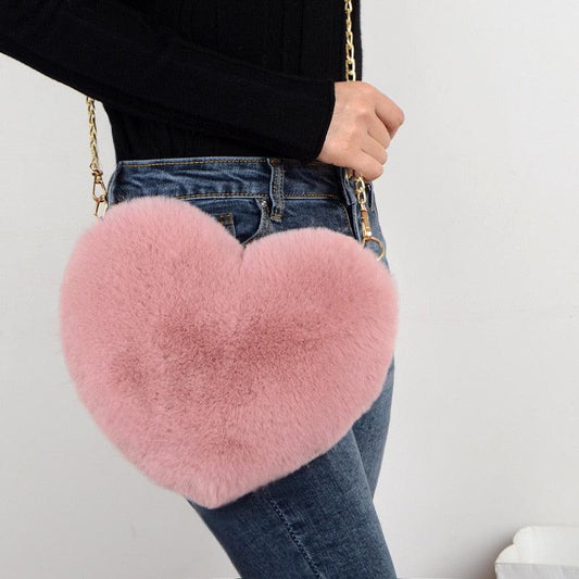 Sacs en forme de coeur en fausse fourrure Kawaii